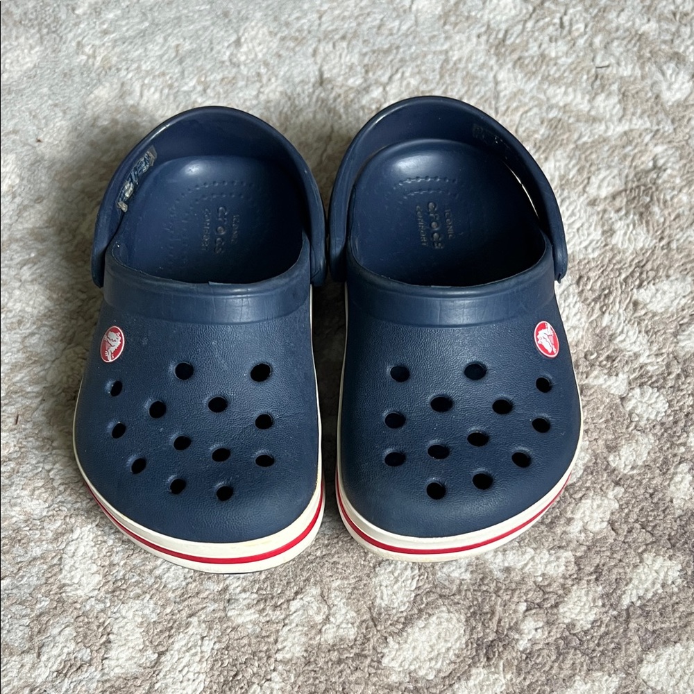 CROCS Kids Navy Water Shoes with Red Trim